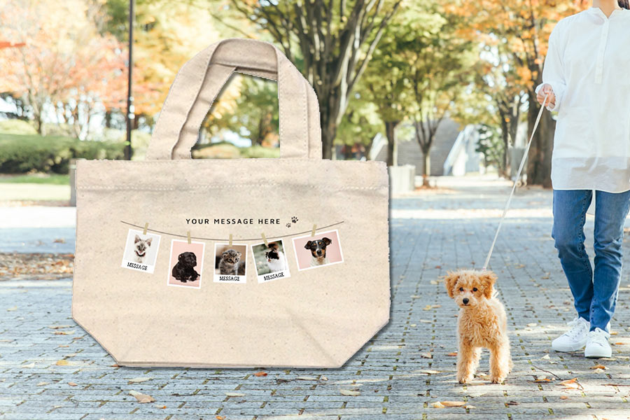 ペットの写真を入れられるトートバッグをオリジナルでプリント　ペットグッズのテンプレート