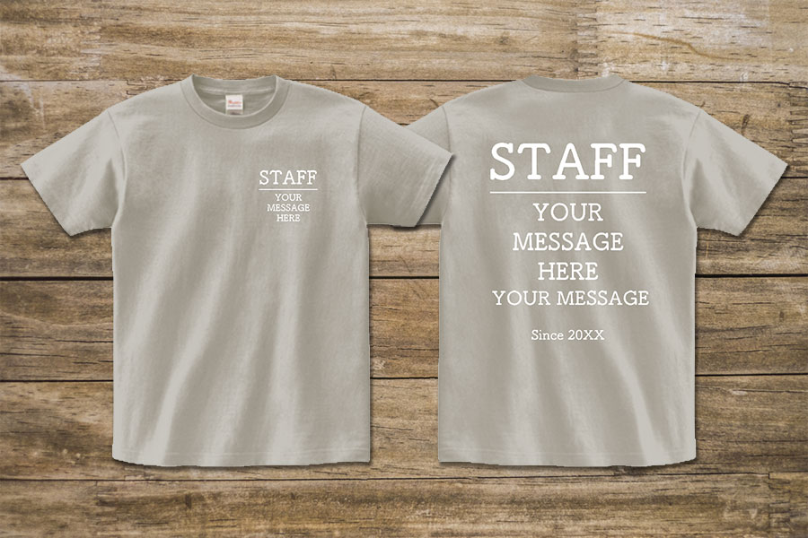 シンプルでおしゃれなロゴのスタッフTシャツをオリジナルでプリント　スタッフTシャツのテンプレート