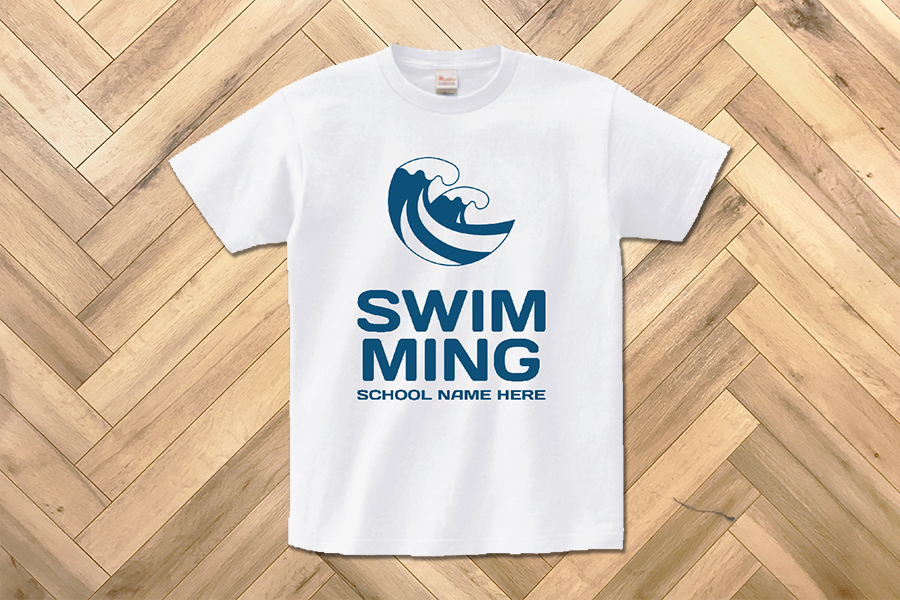 波のロゴ入り水泳部のTシャツをオリジナルでプリント　運動系部活のテンプレート