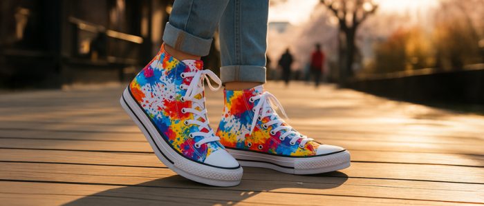 オリジナル全面印刷スニーカーの絵の具デザイン、ストリート風