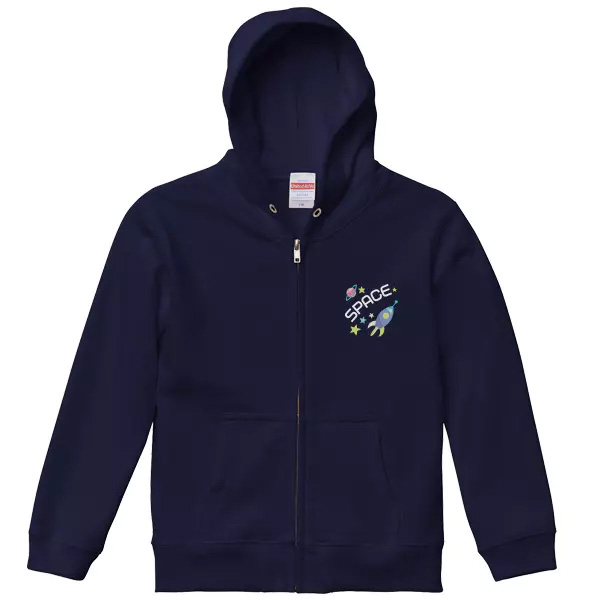 United Athle 10.0oz スウェットフルジップパーカー（キッズ）のデザイン合成イメージ