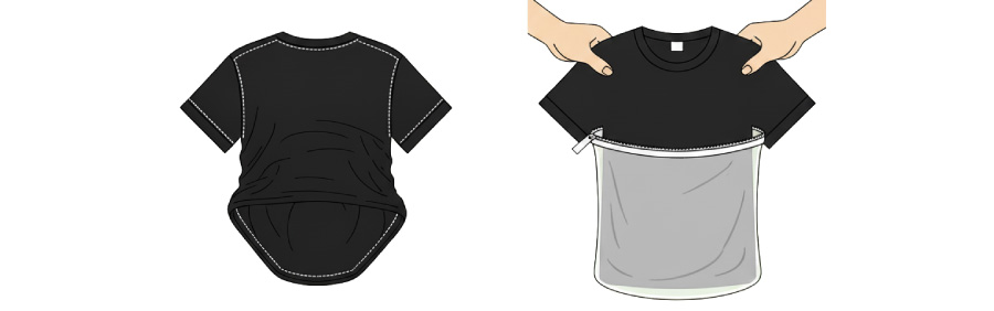 プリントTシャツの洗濯方法を示すイラスト