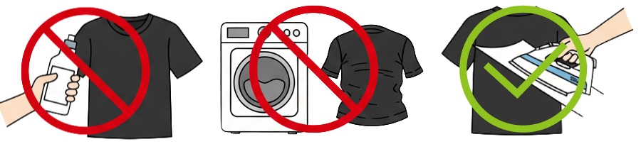 プリントTシャツの扱いに関する注意点のイラスト