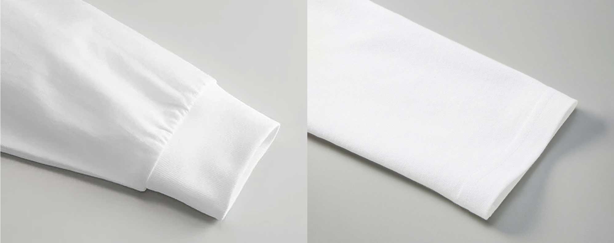長袖Tシャツの袖口のリブ部分をアップで写した写真
